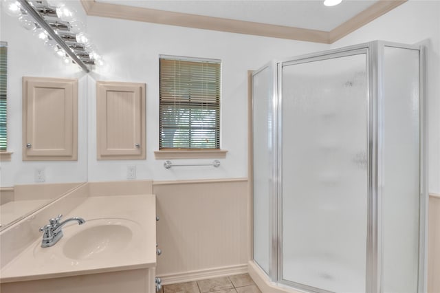 1972 Farm Rd Unit 3134, Cumby, TX 75433 - bathroom featuring a shower stall, vanity, and tile patterned flooring