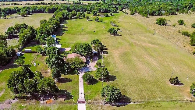 birds eye view of property featuring a rural view