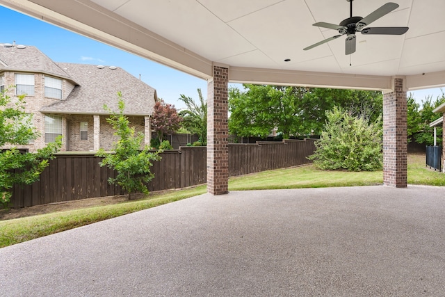 view of patio with ceiling fan