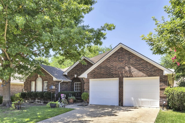 single story home with a garage