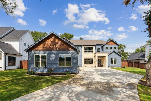 view of front of home with a front yard