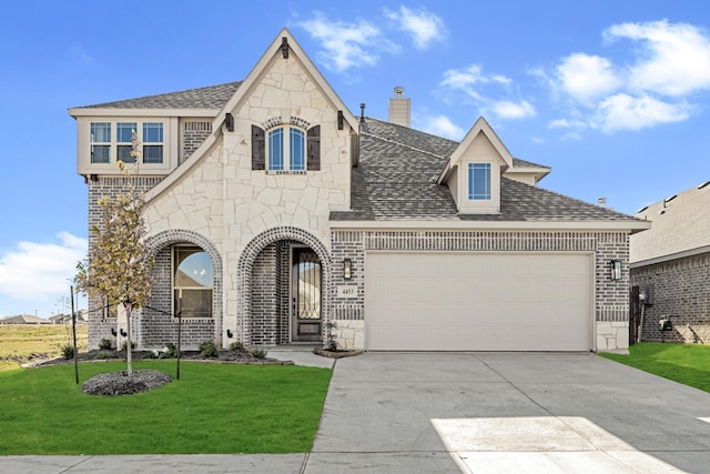 view of front of property with a front lawn