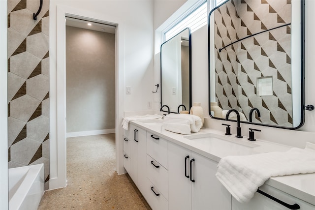 bathroom featuring dual bowl vanity