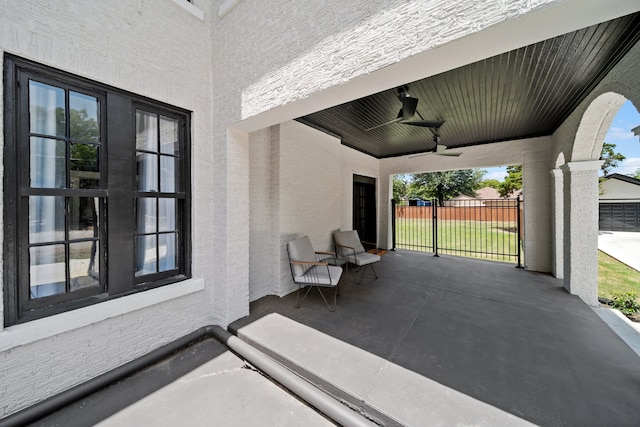 view of patio / terrace featuring ceiling fan