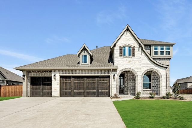 french country style house with a front yard