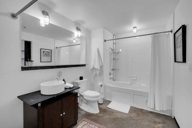 full bathroom featuring tile patterned floors, vanity, toilet, and shower / bath combo