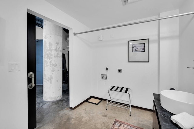 bathroom with concrete floors