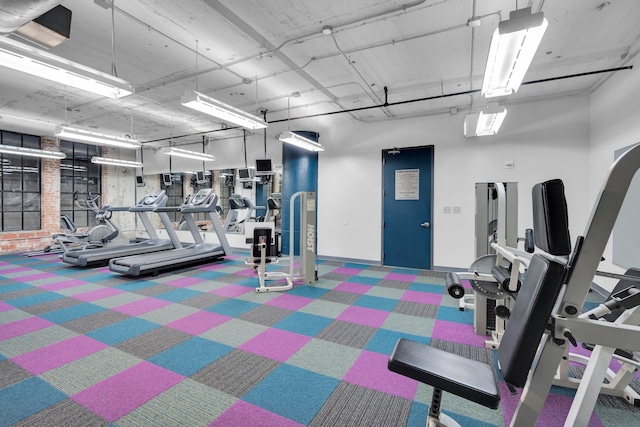 gym with carpet floors