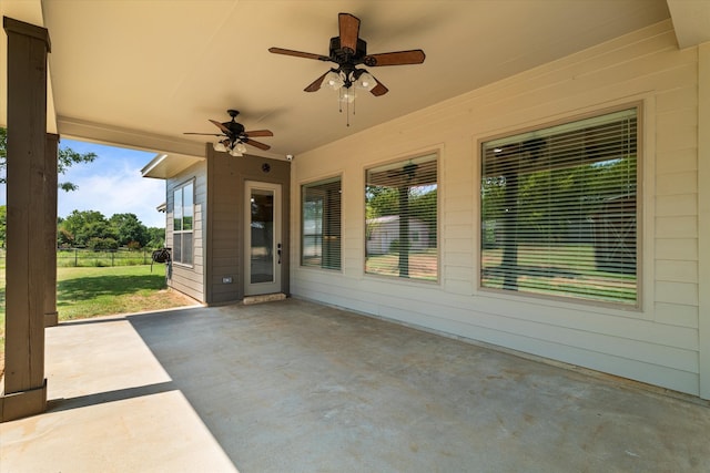 view of patio with ceiling fan