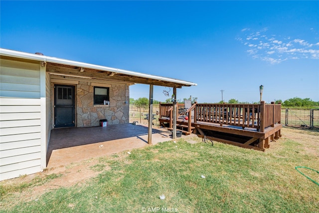 exterior space featuring a wooden deck