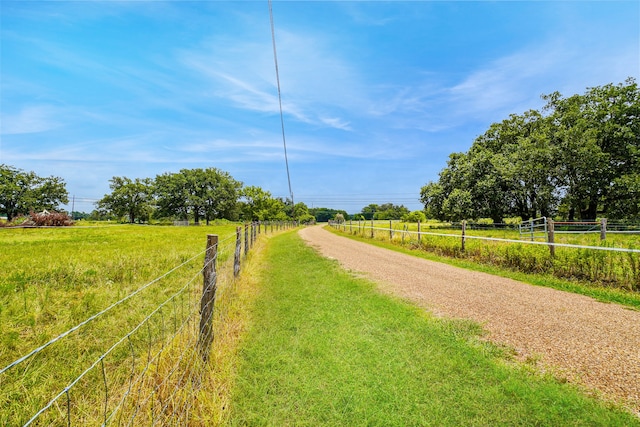 view of road with a rural view