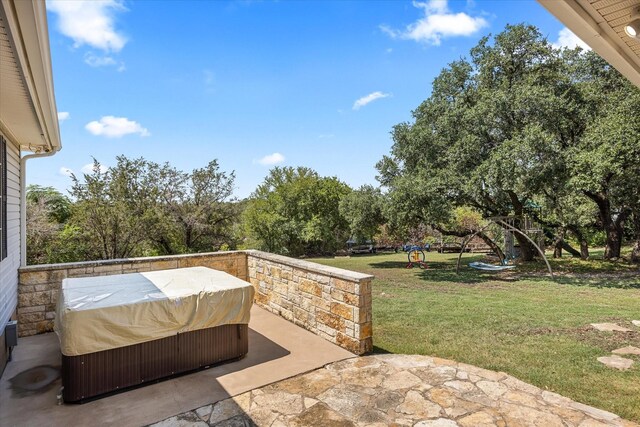 view of patio with a playground