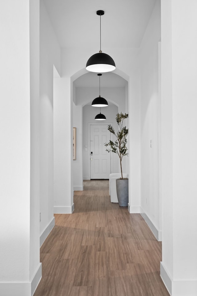 hallway featuring hardwood / wood-style floors