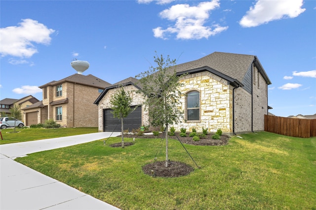 french country style house featuring a front yard