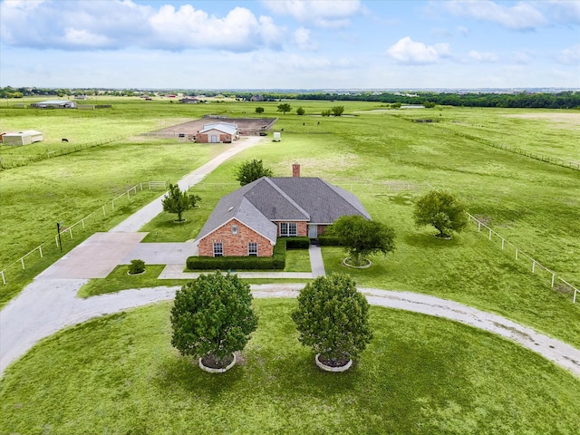 aerial view with a rural view