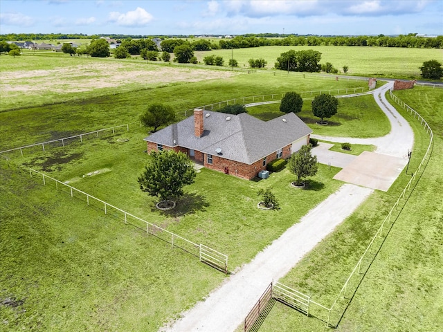 bird's eye view with a rural view