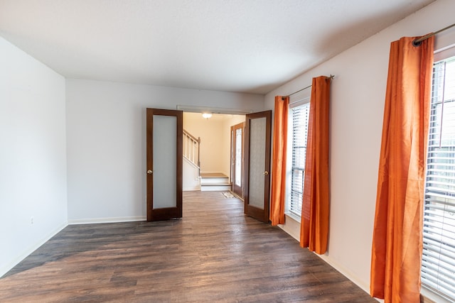 interior space with dark hardwood / wood-style flooring