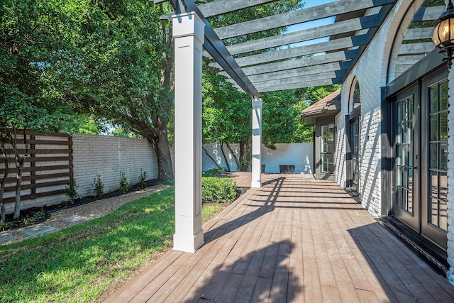 wooden deck with a pergola