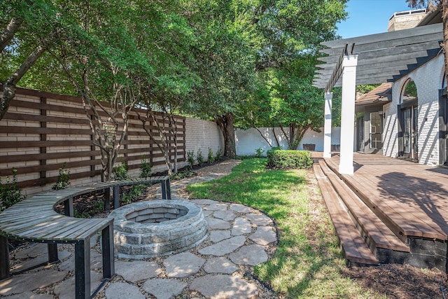 view of yard with a deck