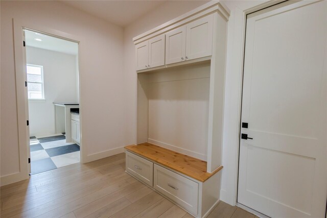 mudroom with light wood-type flooring