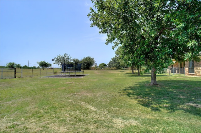 view of yard with a trampoline