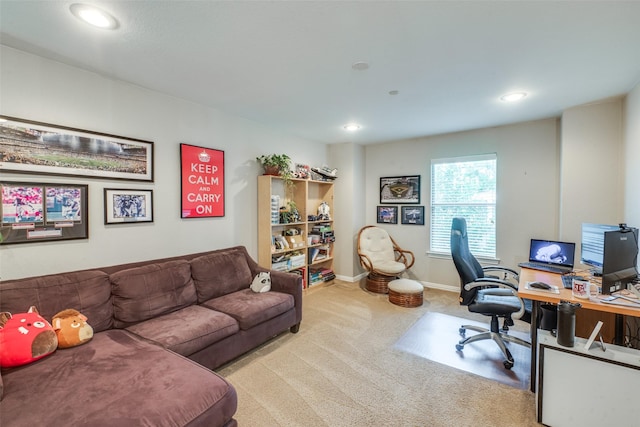 view of carpeted office space