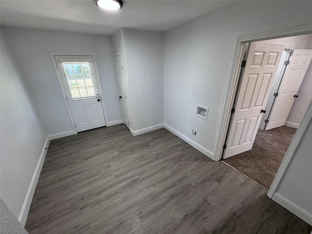 interior space with dark wood-type flooring