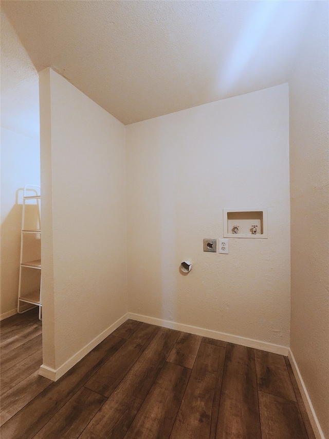 laundry area featuring hookup for an electric dryer, hardwood / wood-style floors, and washer hookup