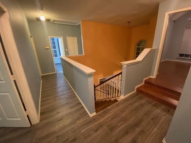 hall featuring dark wood-type flooring