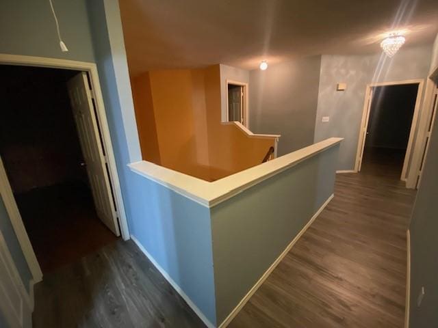 hallway featuring dark wood-type flooring