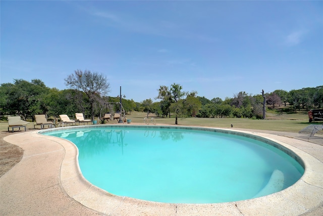 view of swimming pool with a patio area