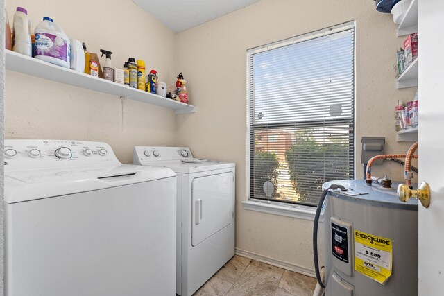 laundry room featuring washer and clothes dryer and electric water heater