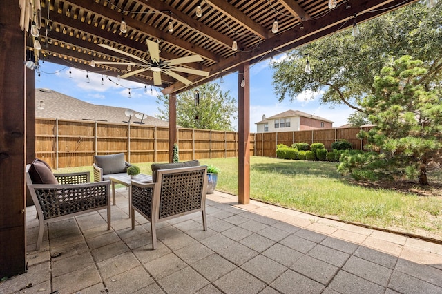 view of patio / terrace with ceiling fan