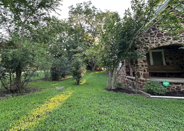 view of yard at dusk