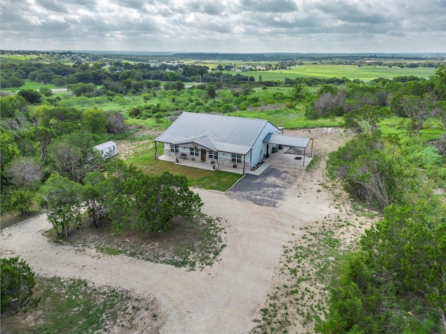 aerial view featuring a rural view