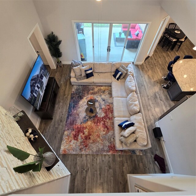 living room with hardwood / wood-style floors