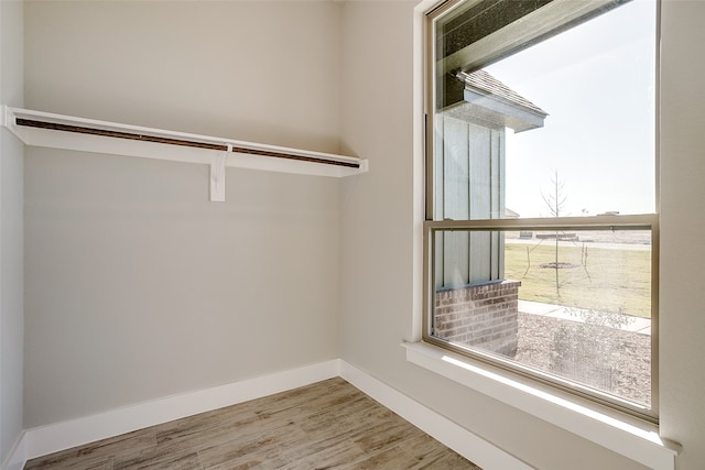 spacious closet with hardwood / wood-style flooring