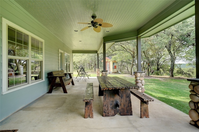 view of patio with ceiling fan