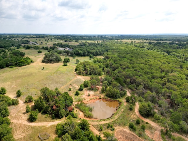 aerial view featuring a water view and a rural view