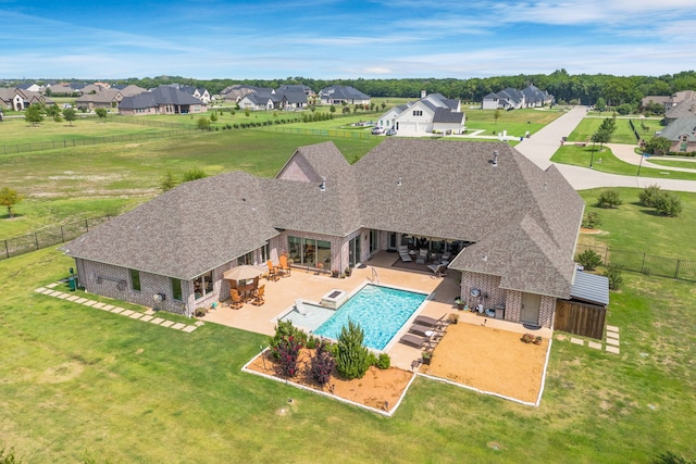 aerial view with a residential view