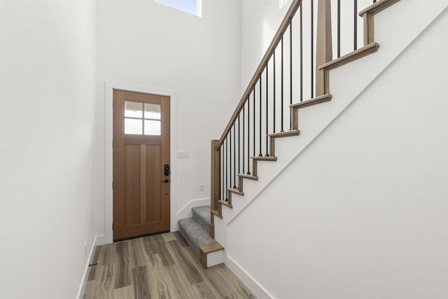 3104 Summer Rain Ln, Anna, TX 75409 - entrance foyer with wood finished floors, stairway, and a high ceiling