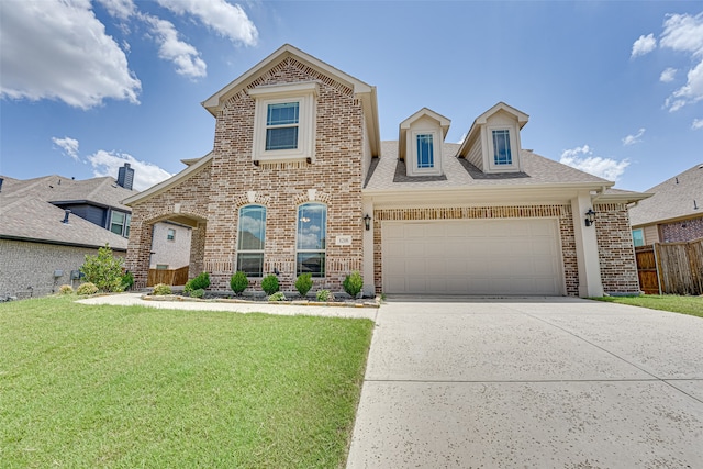 view of front facade featuring a garage and a front yard