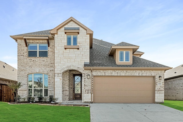 view of front of property with a front lawn