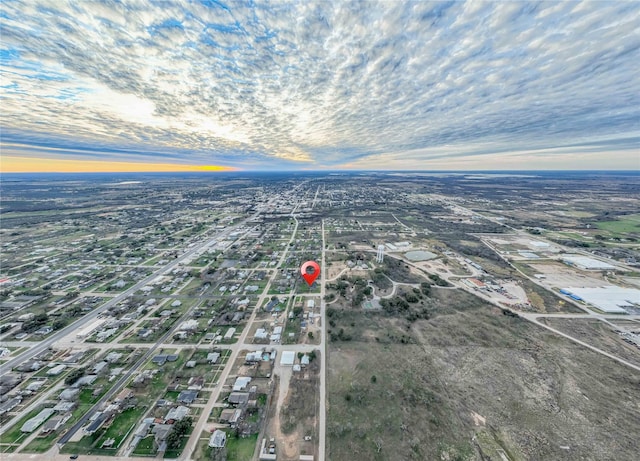 view of aerial view at dusk