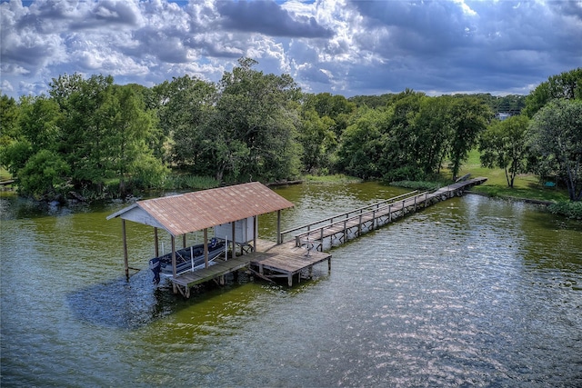 view of dock featuring a water view