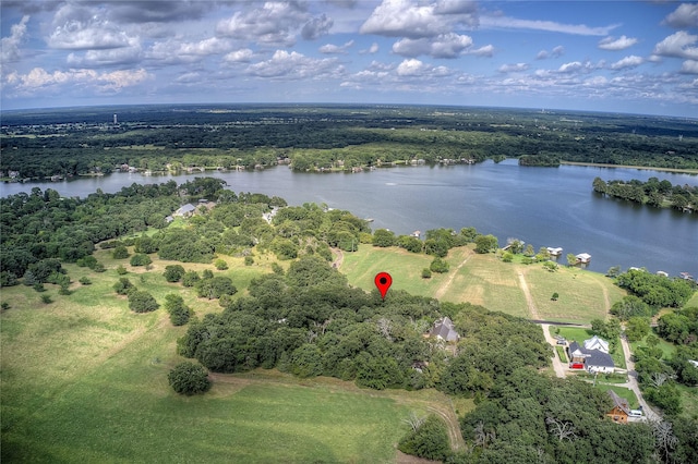 bird's eye view featuring a water view