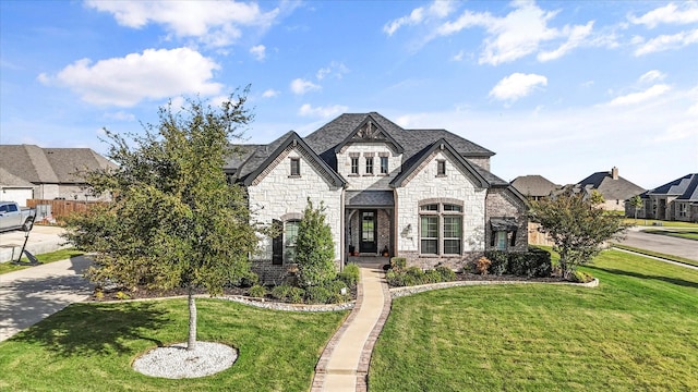 french country home featuring a front yard