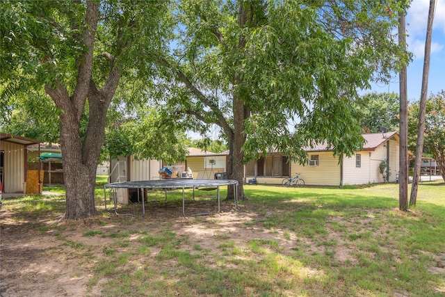 view of yard featuring a trampoline