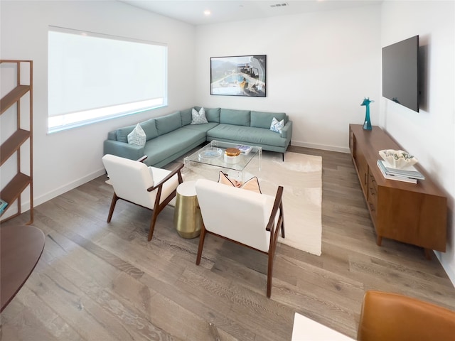 living room featuring light hardwood / wood-style floors