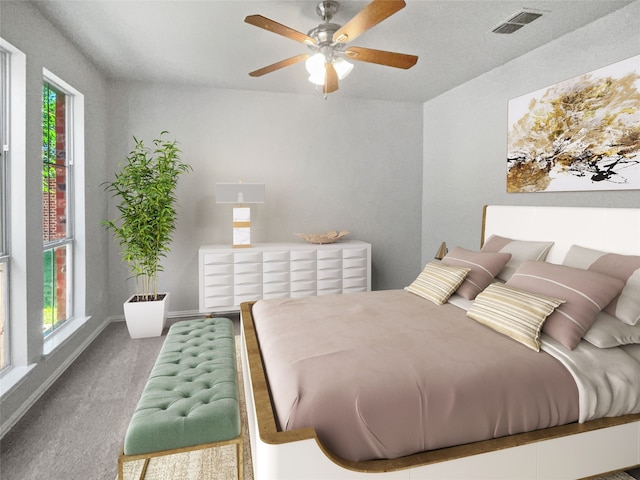 bedroom with carpet and ceiling fan